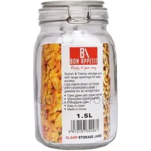 1.5litre Glass Clip Jar, Cereal Food Cookie Storage Tin,