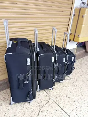 4pcs Strong Fabric Cloth Travel Suitcases Fashion Bag -Black