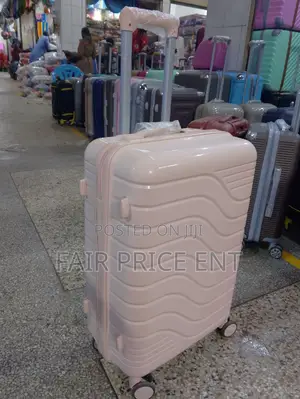 Original v. I. P Rubber Plastic Suitcases.Medium.( Cream)