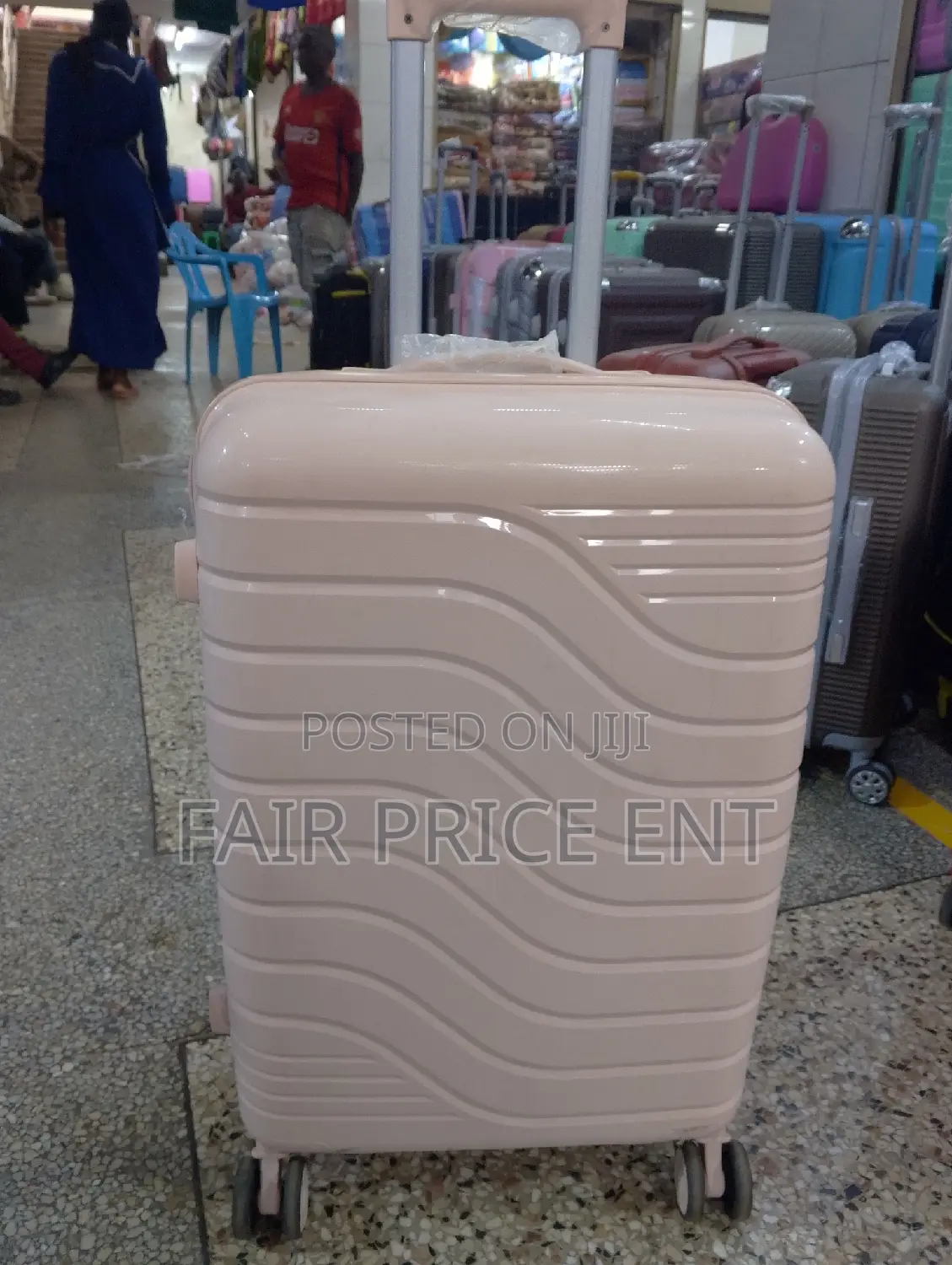 Original v. I. P Rubber Plastic Suitcases.Medium.( Cream)