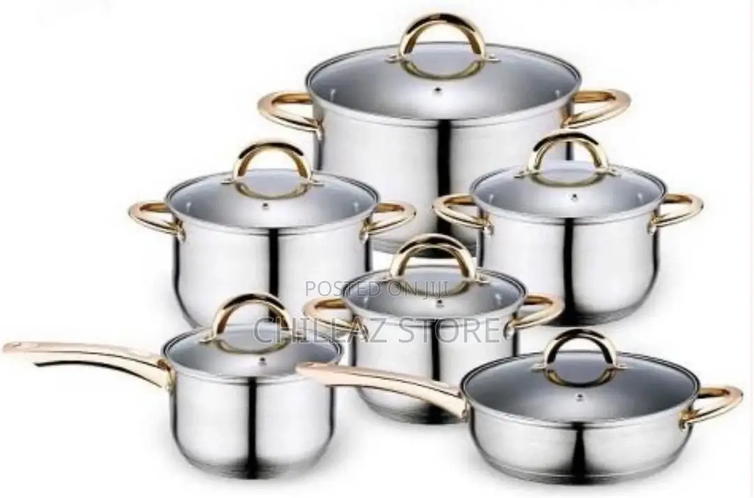 12 Pc Stainless Steel Pots and Frying Pan Saucepans