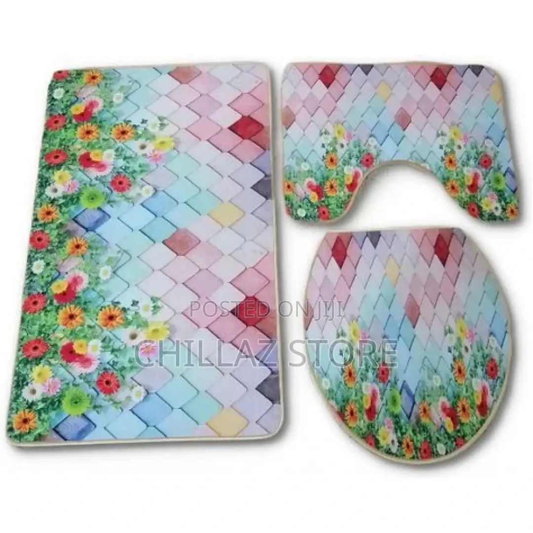 3 PCS Non-Slip Toilet Bathroom Rugs Carpets