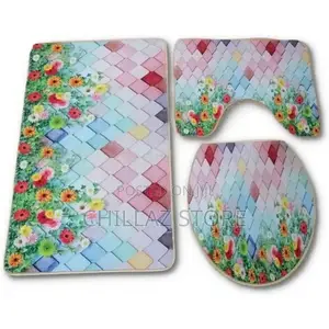 3 PCS Non-Slip Toilet Bathroom Rugs Carpets