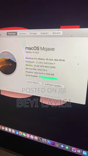 Laptop Apple MacBook 2014 16GB Intel Core I7 HDD 500GB