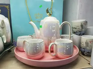 Classic Ceramic Cups and Serving Kettle