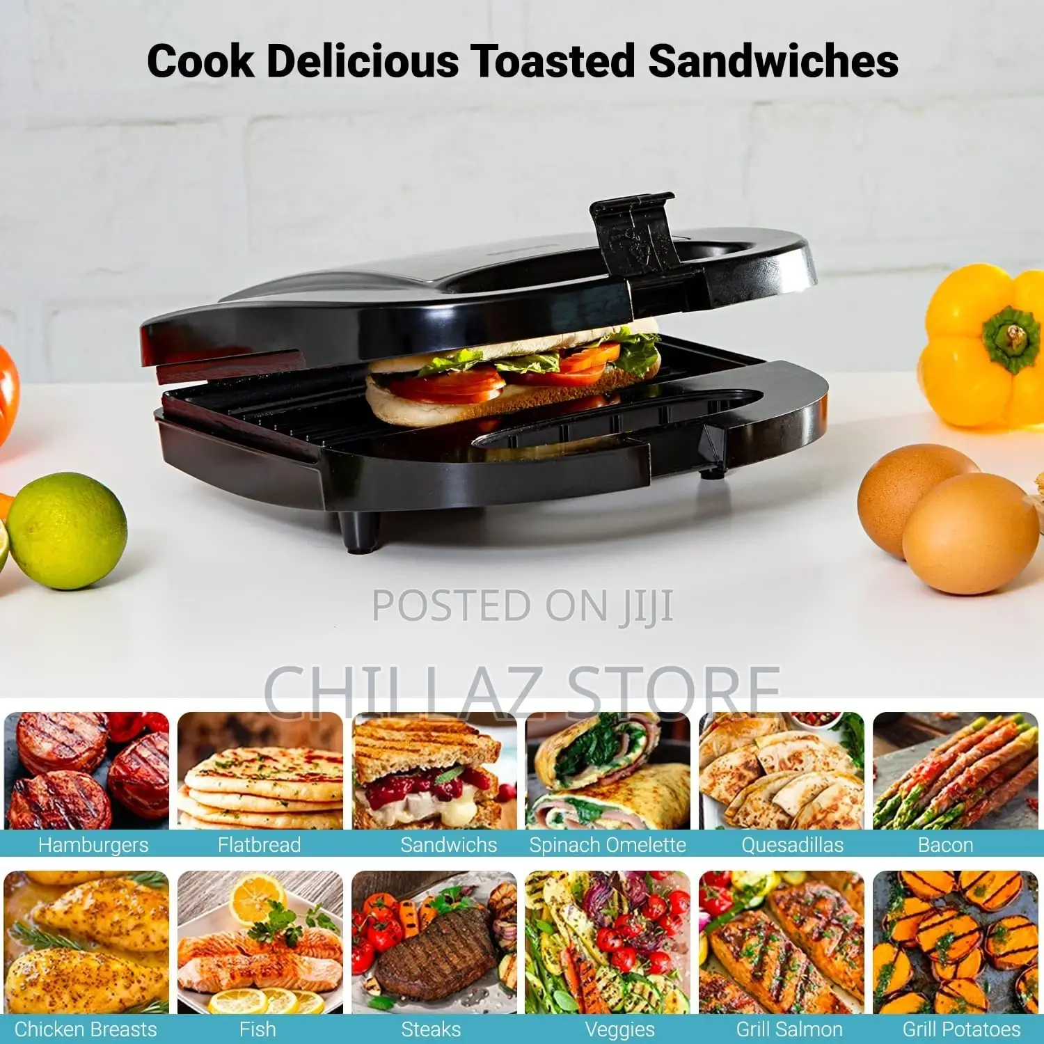 Geepas GGM6001, 2 Slice Sandwich Grill Maker