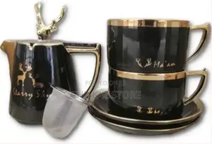 Breakfast Tea Pot 2 Cup Saucers Gift Set, 2pcs