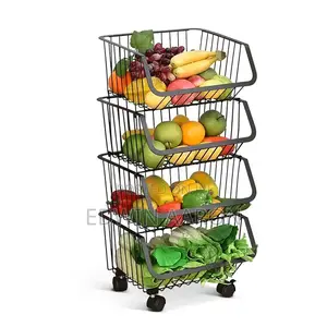 Kitchen Trolley Vegetable Organizer 4 Layers