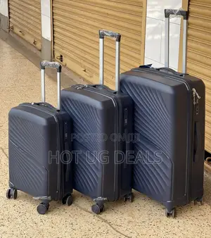 3pcs Set of Rubber Suitcases (Small,Medium, Large) - Black