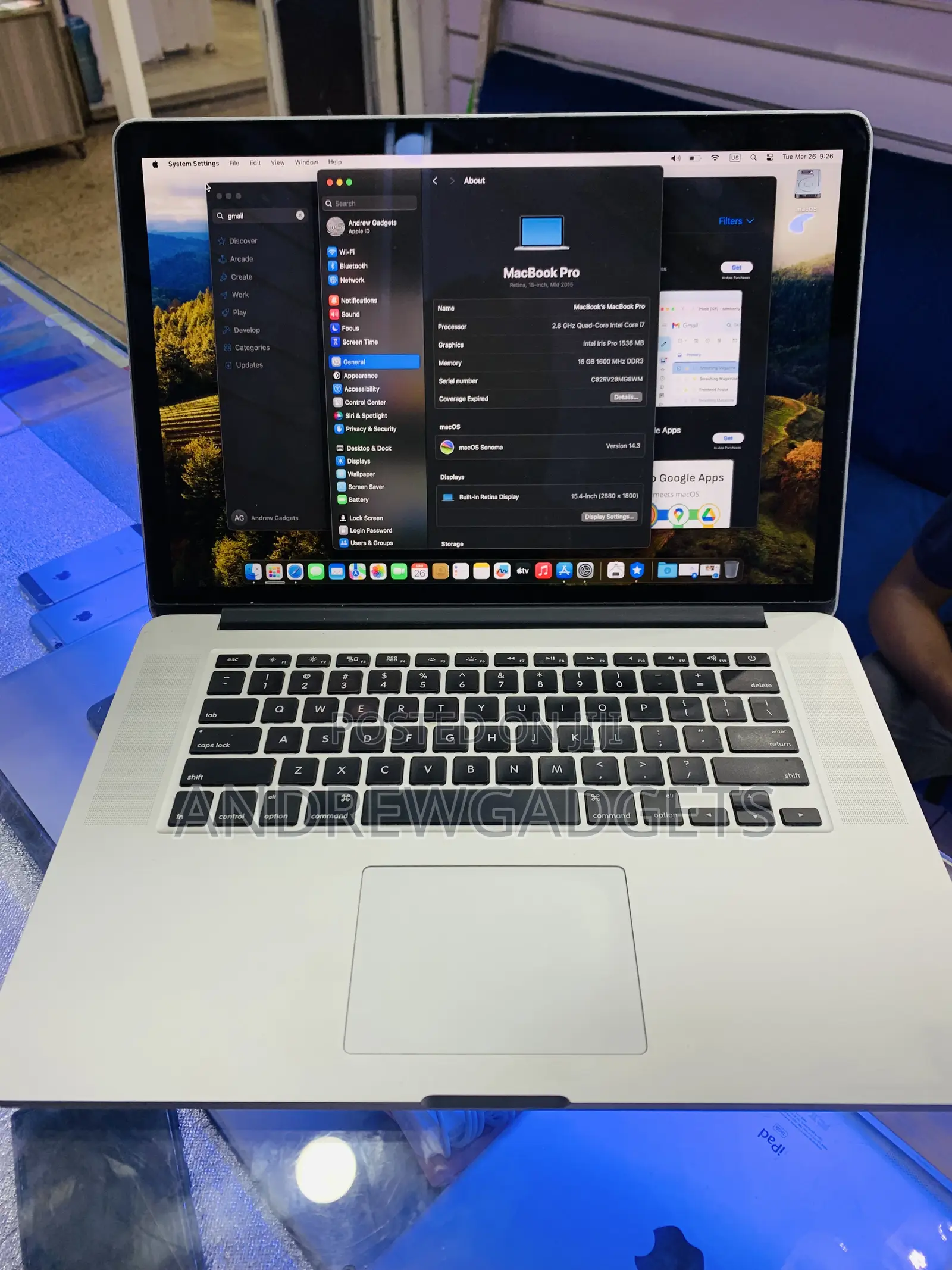 Laptop Apple MacBook Pro 2015 16GB Intel Core I7 SSD 256GB