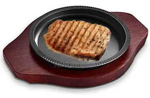 Cast Iron Steak Plate Pan BBQ Grill Platter Dish