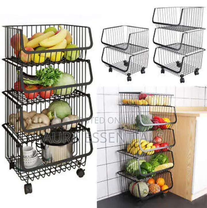 Moving Kitchen Basket Trolley With Wheels