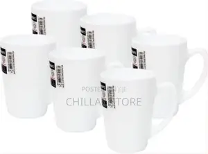 Set of 6 Ceramic Tea Cups – White