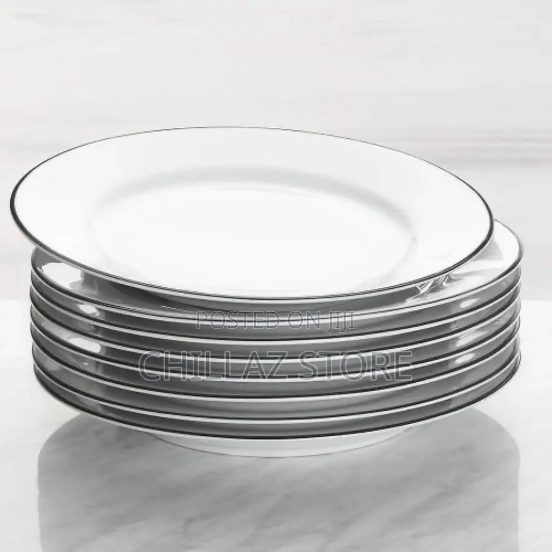 9 LNCH 6 Pieces of Black Line Plates