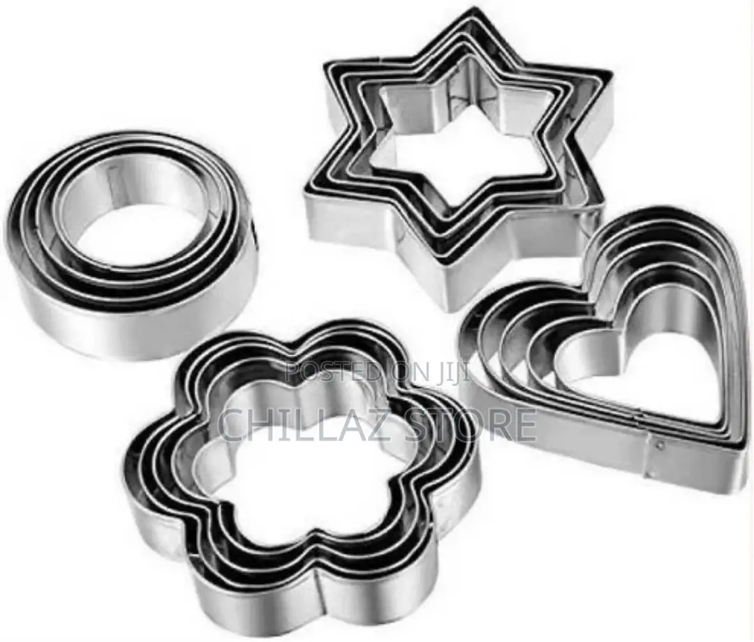 12 Piece, 4 Shape Stainless Steel Cookie Cutters –