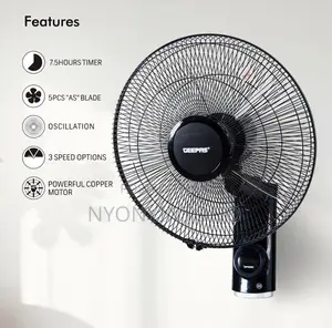 Geepas 16" Wall Fan With Remote Control and 2 Years Warranty