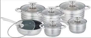 12 Pc Stainless Steel Cookware Pots and Frying Pan Saucepans