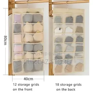 Double 24 Pockets Socks,Bra,Underwear Bag Hanger Storage
