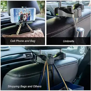 2 In 1 Car Seat Back Headrest Hook With Phone Holder