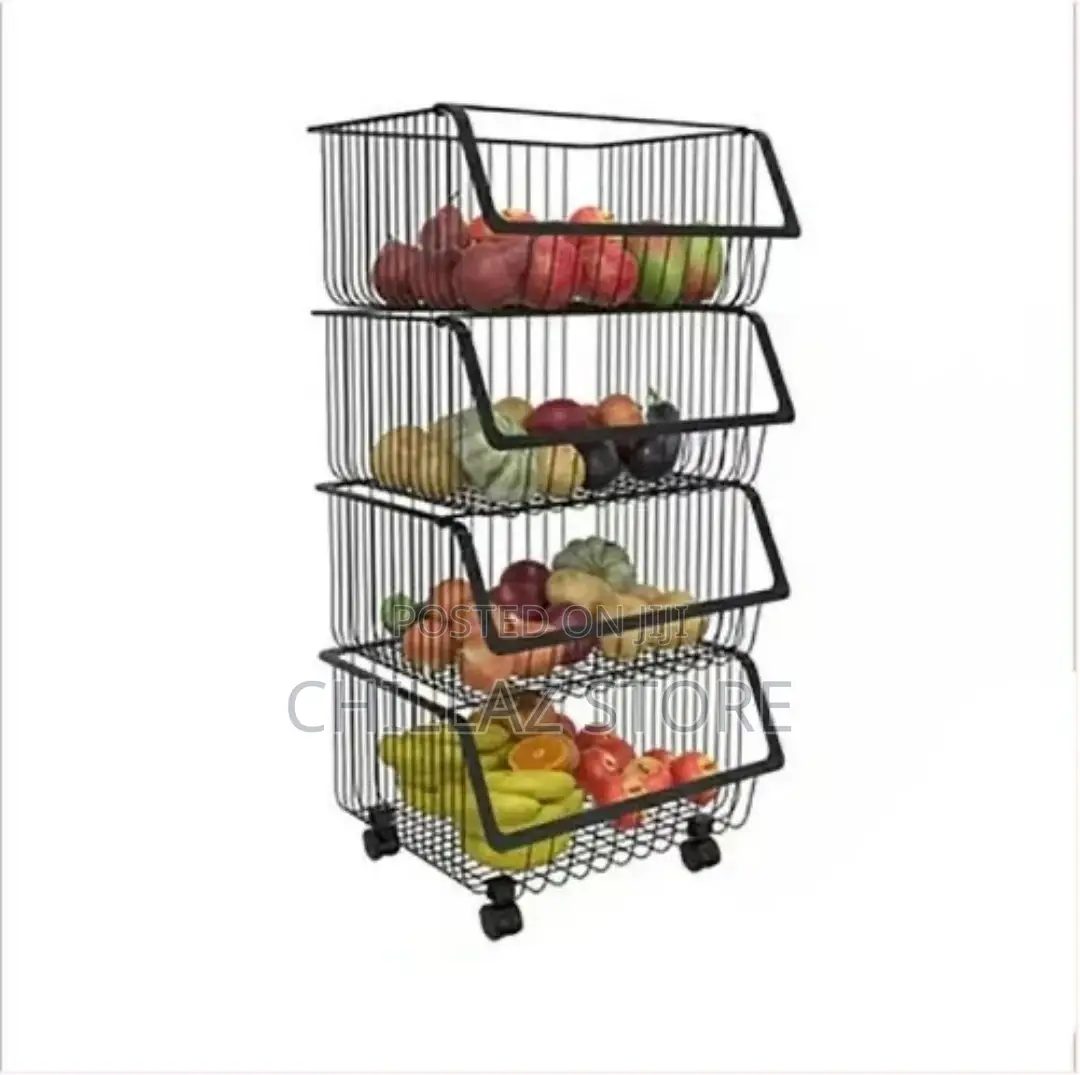 Metallic Pantry Storage Bin Rack Organizer Trolley