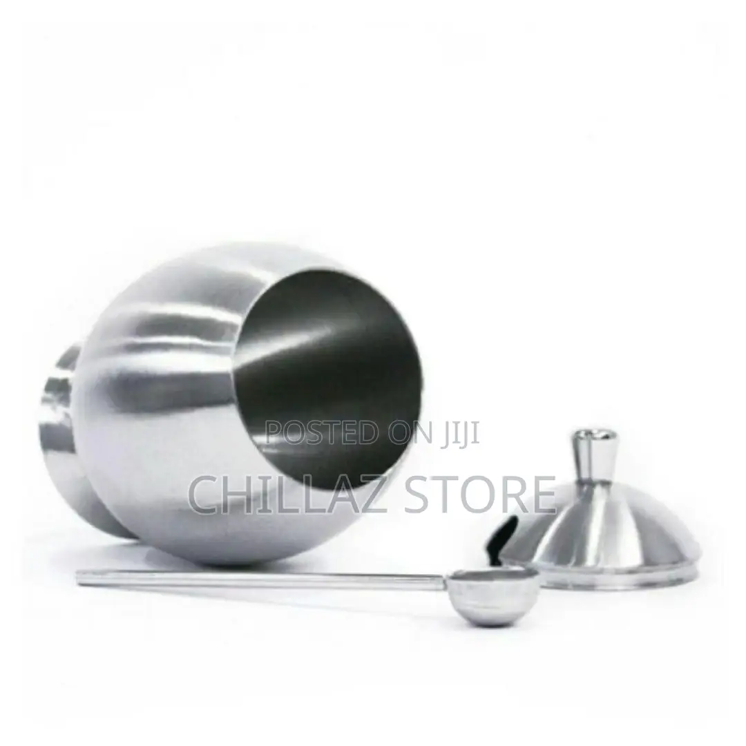 Egg Shaped Metallic Sugar Bowl Seasoning Pot With Spoon