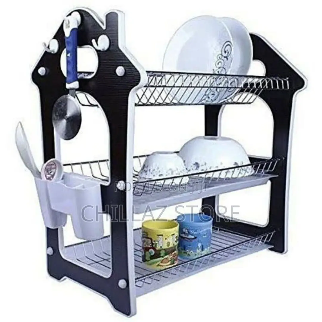 3 Tier Dish Draining Rack – Black