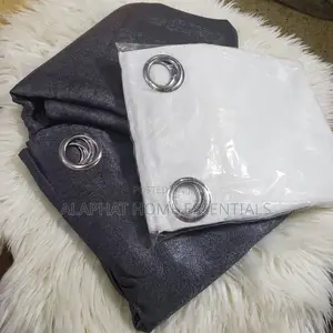 Plain Color Curtains (Pair) With Net