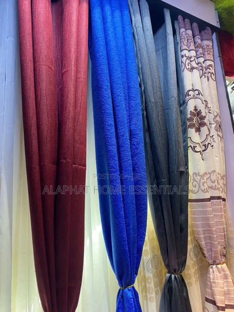 Plain Color Curtains (Pair) With Net