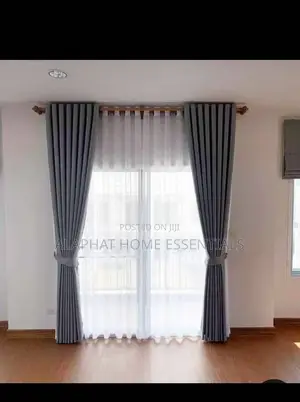 Plain Color Curtains (Pair) With Net