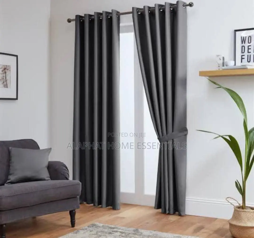 Plain Color Curtains (Pair) With Net