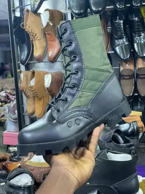 Black Leather Tactical Mens Boot