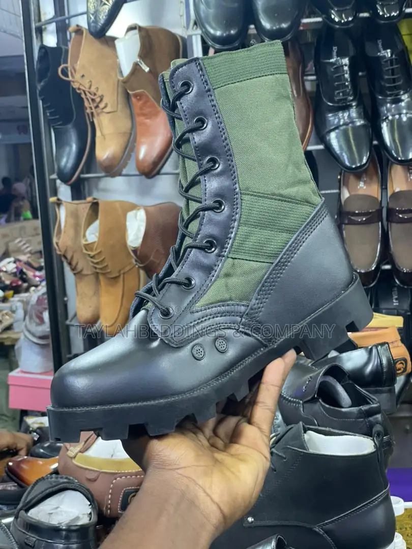 Black Leather Tactical Mens Boot