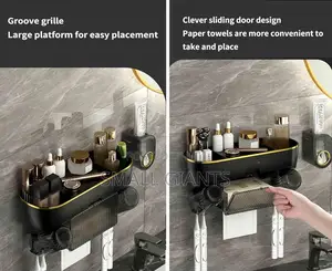 Toothbrush Holder With Paste Dispenser Tissue Storage Box