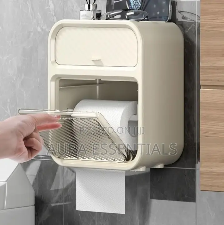 Cream Style Bathroom Roll Paper Drawer Box