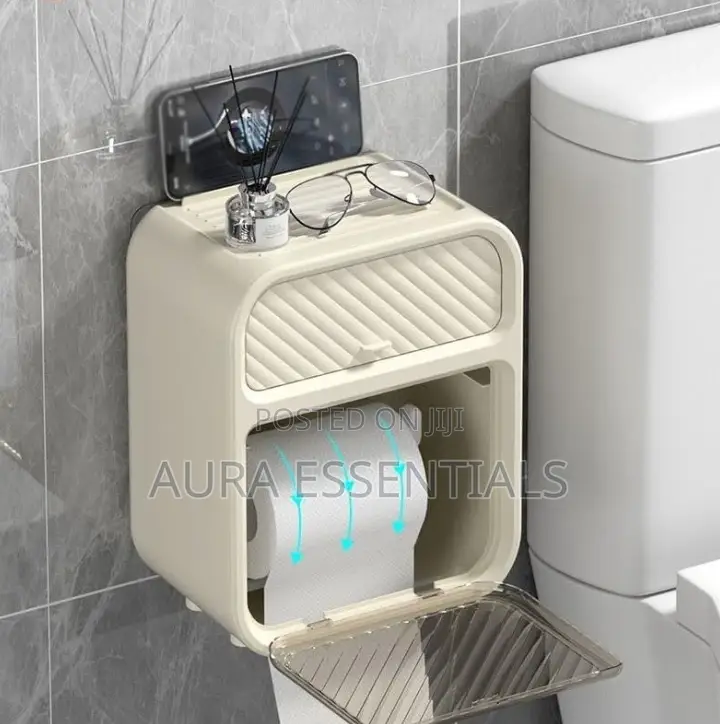 Cream Style Bathroom Roll Paper Drawer Box