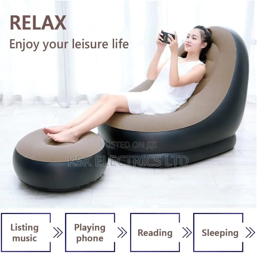 Air Sofa Inflatable Bean Bag With One Footstool