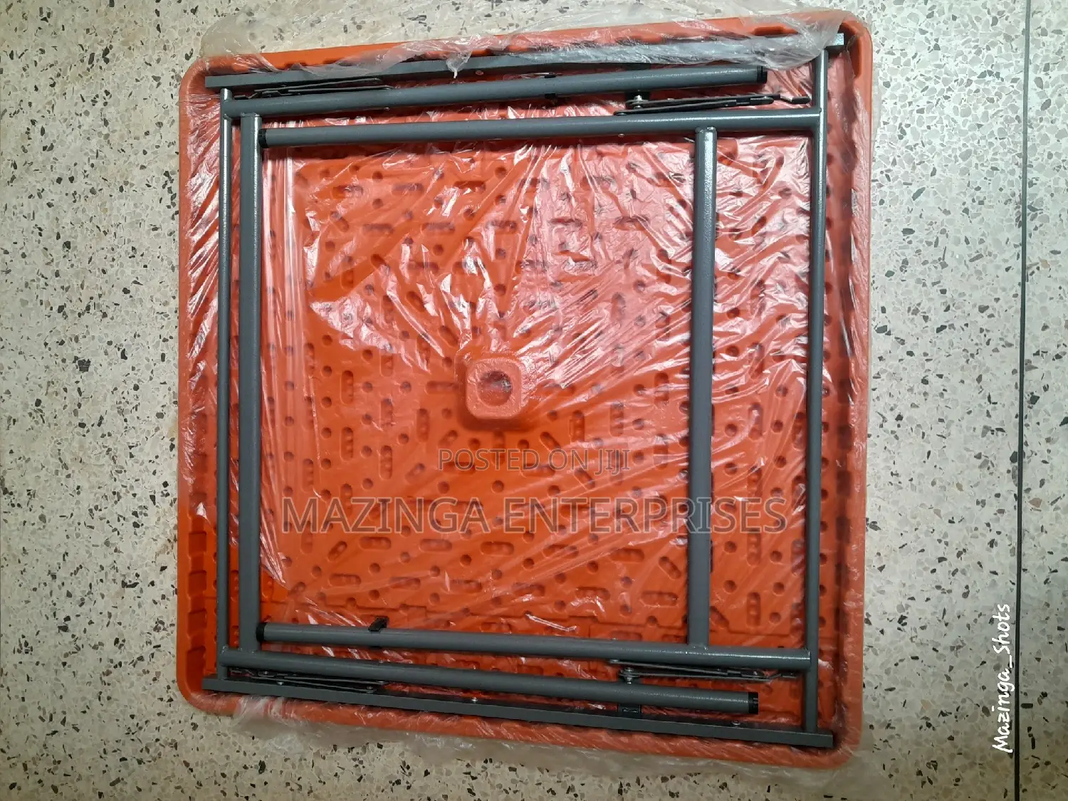 Orange,Blue,Red,White Heavy Plastic Table With Folding Legs