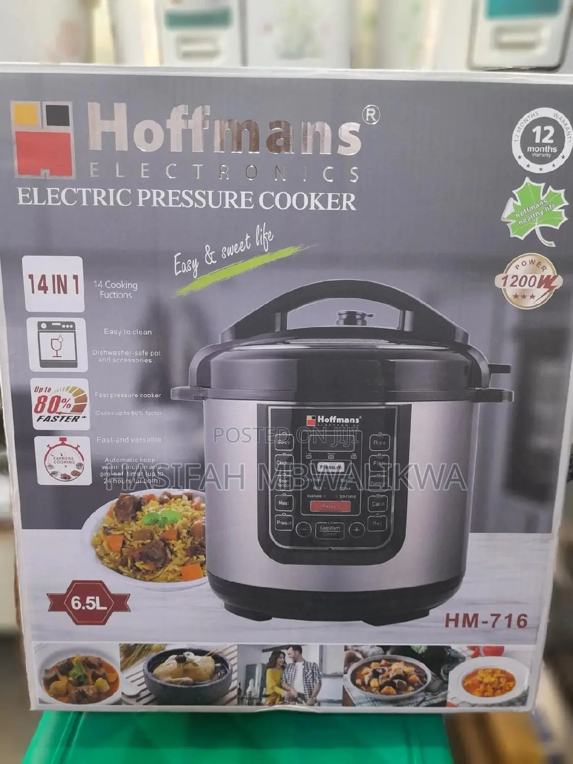 Hoffmans Electric Pressure Cooker. 6.5L