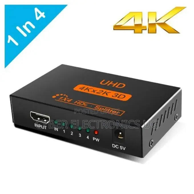 Ultra HD 4 Port HDMI Splitter 1x4 Repeater Amplifier 1080