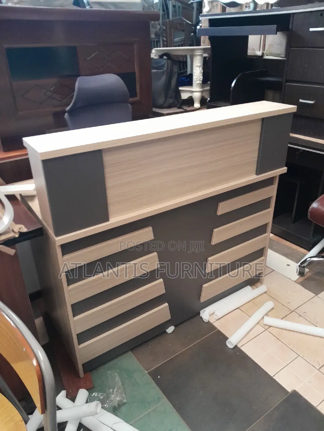 Gray Reception Desk 140cm.