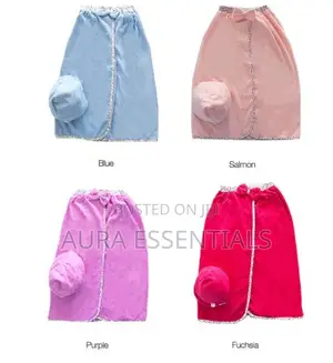 Shower Towel Robe and Hair Cap Set