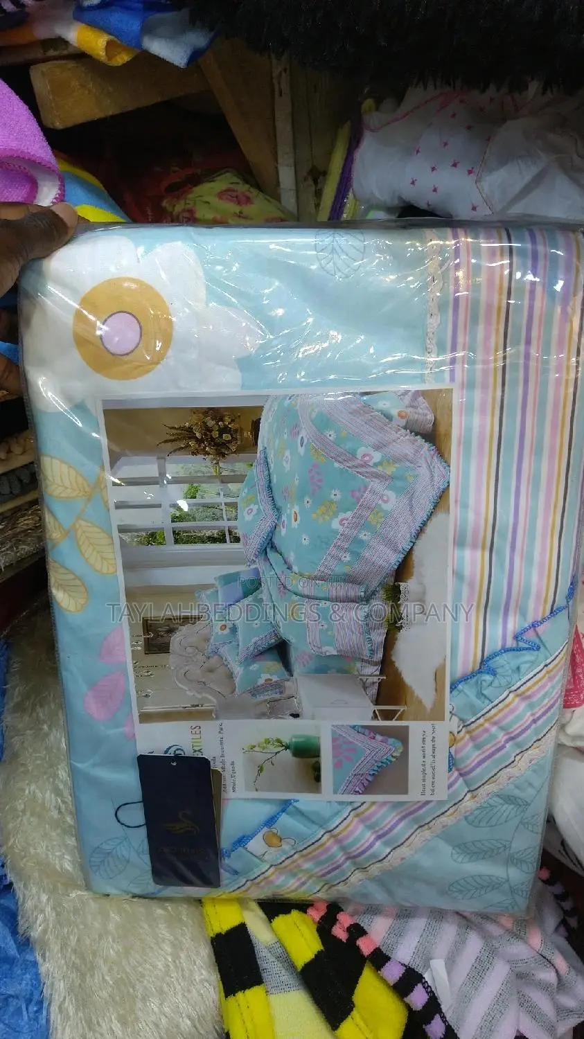 Light Blue Flowered Duvet Cover Set