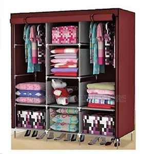 Elegant 3 Columns Wooden Frame Wardrobe