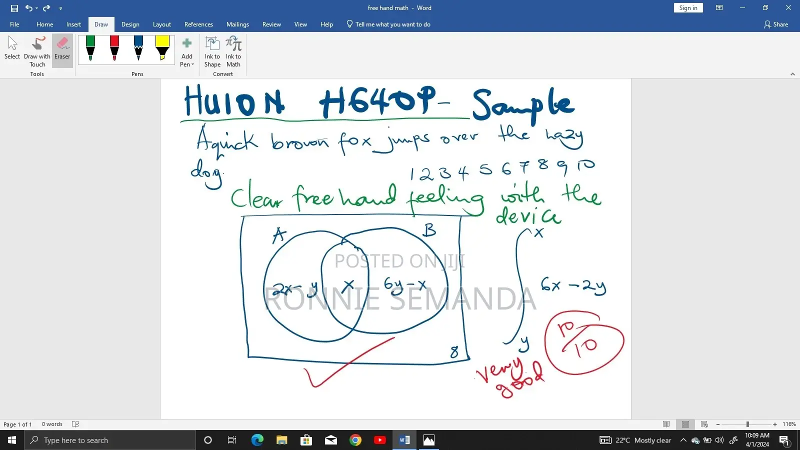 Huion H640p Graphics Drawing and Free Writing Tablet