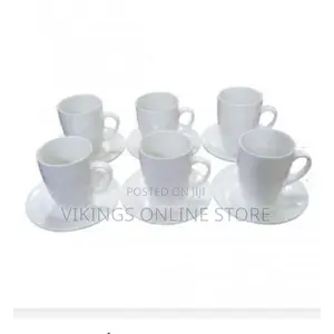 12 Pieces Set of Cups and Saucers With Unique Design-White