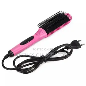 2 in 1 Hair Curling and Straightening Electric Comb - White
