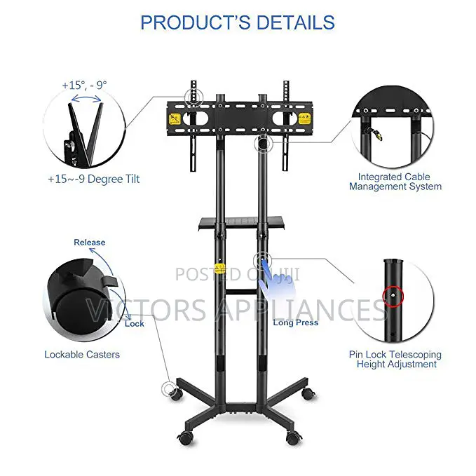 Mobile Tv Stand Trolley for 24"-75"