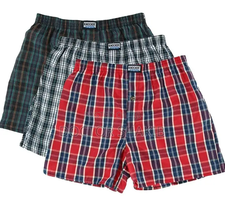 3pcs High Quality Checked Boxer Underwear for Men