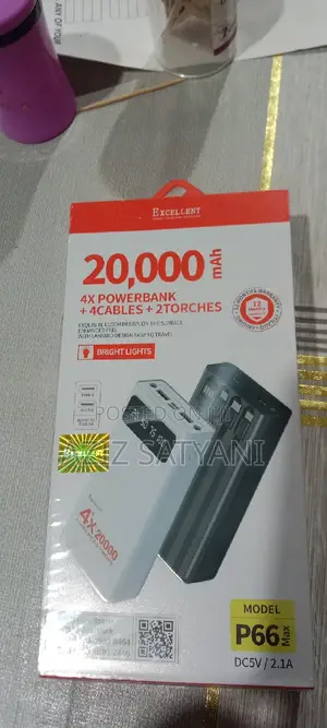 Excellent 20000mah Four Inbuilt Cables + LED Big Light PB