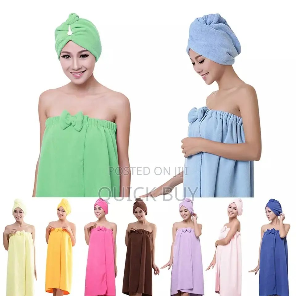 2pcs Women's Towel Bathrobe